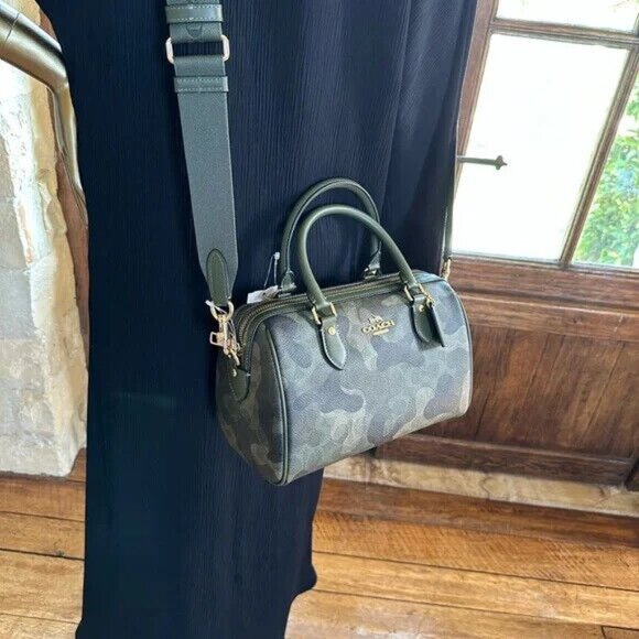 COACH CAMO ROWAN SATCHEL IN SIGNATURE CANVAS HANDBAG/Wallet option NWT - Picture 7 of 14